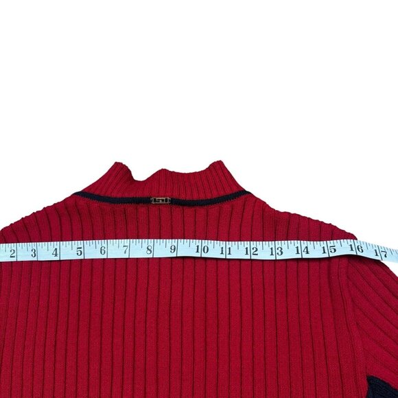 St. John Sport By Marie Red Black Knit Full Zip Y2K Sport Women's Size M-L - Picture 8 of 13